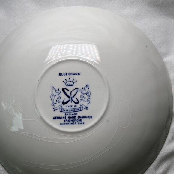 Bluebrook Made In Staffordshire England Hand Engraved Ironstone 5.5" Saucers (5) - Picture 3 of 4